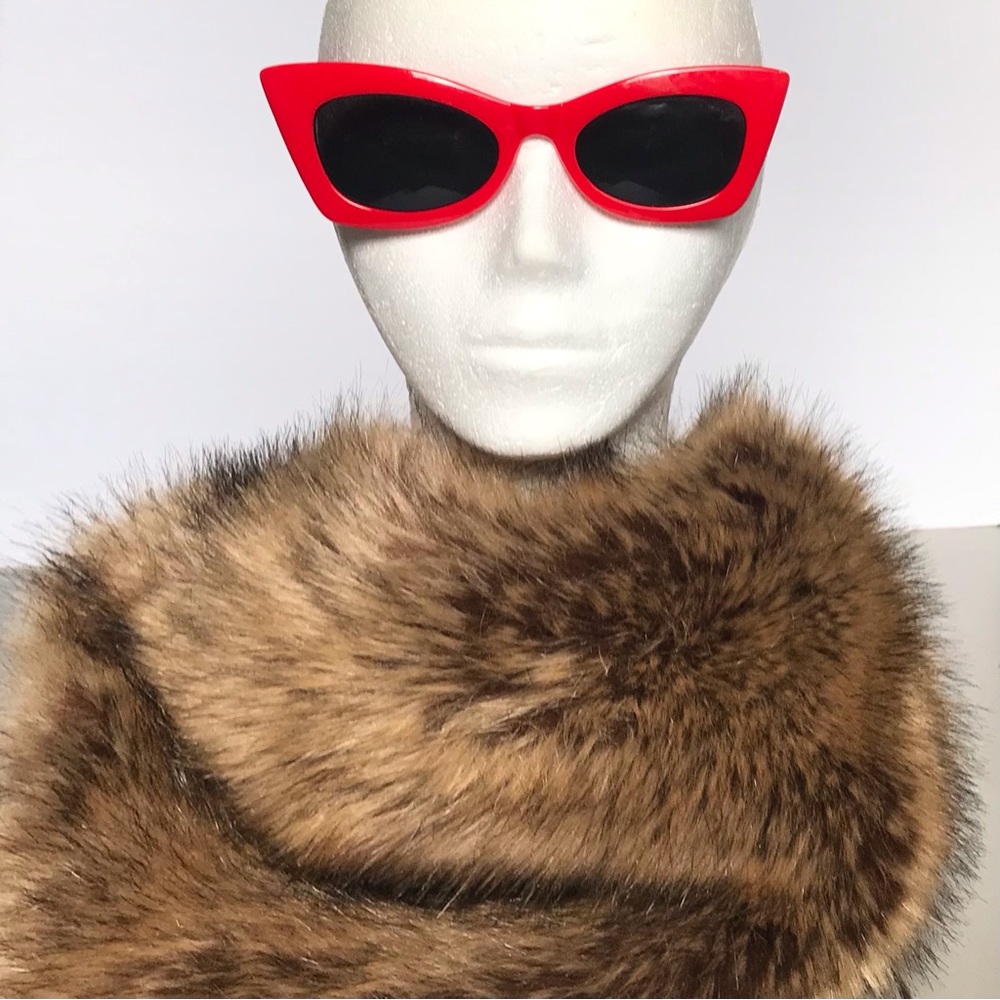 Glamorous Two Tone Fur Cowl Neck Warmer Sherpa Lined Infinity Scarf